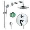KSH04231-27474-66PC Raindance Downpour Air Showerhead Kit with Handshower Wallbar Thermostatic Trim with Diverter and Rough-in in Chrome