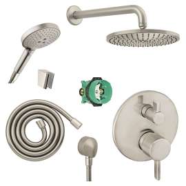 Raindance Downpour Air Showerhead Kit With Handshower, Thermostatic Trim, Diverter, And Rough-In