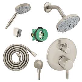 Raindance S 150 Air 3-Jet Showerhead Kit With Handshower, Thermostatic Trim, Diverter, And Rough-In