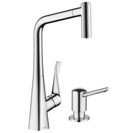Metris HighArc 2-Spray Kitchen Faucet With Soap Dispenser