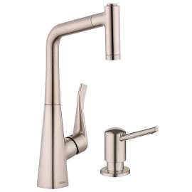 KK04508-04539SO Metris HighArc Prep Kitchen Faucet with Soap Dispenser in Steel Optic