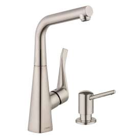 KK04509-04539SO Metris Bar Kitchen Faucet with Soap Dispenser in Steel Optic