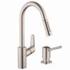 KK04505-04539SO Focus HighArc Pull-Down 1.75gpm Kitchen Faucet with Soap Dispenser in Steel Optic