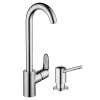 KK04507-04539PC Focus Bar Kitchen Faucet with Soap Dispenser in Chrome