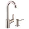 KK04507-04539SO Focus Bar Kitchen Faucet with Soap Dispenser in Steel Optic