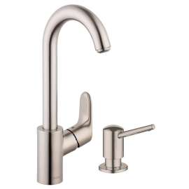KK04507-04539SO Focus Bar Kitchen Faucet with Soap Dispenser in Steel Optic