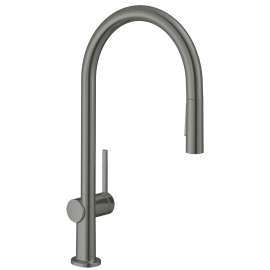 Hansgrohe Talis N Higharc Kitchen Faucet, O-Style, 2-Spray Pull-Down, 1.75 Gpm In Brushed Black Chrome, 72800341