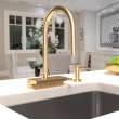 Hansgrohe Aquno Select Higharc Kitchen Faucet, 3-Spray Pull-Down With Sbox, 1.75 Gpm In Brushed Gold Optic, 73831251