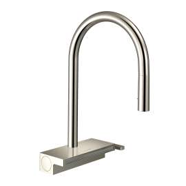 Hansgrohe Aquno Select Higharc Kitchen Faucet, 3-Spray Pull-Down, 1.75 Gpm In Polished Nickel, 73837831