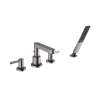 Hansgrohe Finoris 4-Hole Roman Tub Set Trim With 1.75 Gpm Handshower In Brushed Black Chrome, 76443341