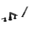 Hansgrohe Finoris 4-Hole Roman Tub Set Trim With 1.75 Gpm Handshower In Matte Black, 76443671
