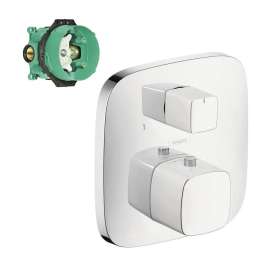 K15771-01850WC PuraVida Thermostatic Trim with Volume Control and Diverter with Rough-In in White/Chrome