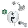 KST04447-04340-13PC Raindance Shower Faucet Kit with Tub Spout PBV Trim with Diverter and Rough-in in Chrome