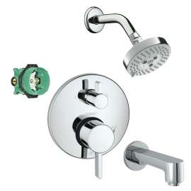 KST04447-04340-13PC Raindance Shower Faucet Kit with Tub Spout PBV Trim with Diverter and Rough-in in Chrome