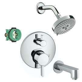 KST04447-27457-13PC Raindance Shower Faucet Kit with Tub Spout PBV Trim with Diverter and Rough-in in Chrome
