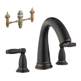 KT06120-06607RB Swing C 2-Handle Roman Tub Filler with Rough-In in Rubbed Bronze