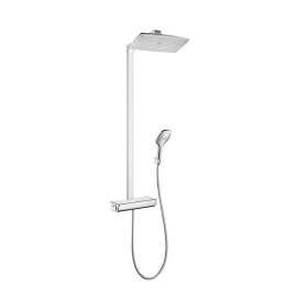 Raindance Select Showerpipe With Shower Head, Multi-Function Hand Shower, And Glass Shelf