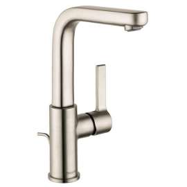 31161821 Metris S Single Hole Swivel Bathroom Faucet with Quick Clean and Comfort Zone Technologies - Pop-Up Drain Assembly Included in Brushed Nickel