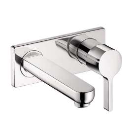 Bathroom Faucet Wall Mount Faucet with Lever Handle - Less Metal Pop-Up Drain Assembly