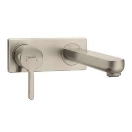 31163821 Metris S Bathroom Faucet Wall Mount Faucet with Lever Handle - Less Metal Pop-Up Drain Assembly in Brushed Nickel