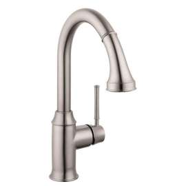 04215800 Talis C Pull-Down Kitchen Faucet with High-Arc Spout, Magnetic Docking, and Locking Spray Diverter in Steel Optic