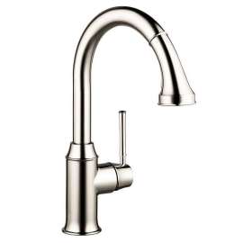 04215830 Talis C Pull-Down Kitchen Faucet with High-Arc Spout, Magnetic Docking, and Locking Spray Diverter in Polished Nickel