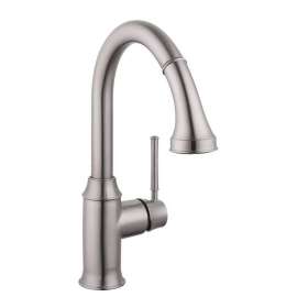 04216800 Talis C Pull-Down Kitchen Faucet with High-Arc Spout, Magnetic Docking, and Locking Spray Diverter in Steel Optic
