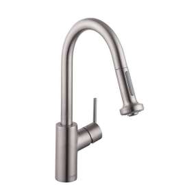 04286800 Talis S Pull-Down Kitchen Faucet with High-Arc Spout, Magnetic Docking, and Non-Locking Spray Diverter in Steel Optic