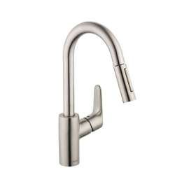 04506801 Focus Pull-Down Kitchen Faucet with High-Arc Spout, Magnetic Docking and Toggle Spray Diverter in Steel Optic