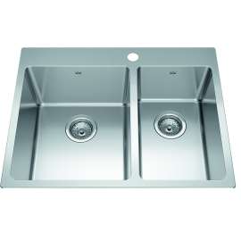 Brookmore 27-In Lr X 20.9-In Fb X 9-In Dp Drop In Double Bowl Stainless Steel Sink, Bcl2127R-9-1N