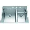 Brookmore 27-In Lr X 20.9-In Fb X 9-In Dp Drop In Double Bowl Stainless Steel Sink, Bcl2127R-9-3N