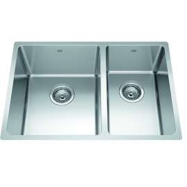 Brookmore 26.6-In Lr X 18.2-In Fb X 9-In Dp Undermount Double Bowl Stainless Steel Sink, Bcu1827R-9N