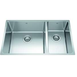 Brookmore 30.6-In Lr X 18.2-In Fb X 9-In Dp Undermount Double Bowl Stainless Steel Sink, Bcu1831R-9N