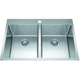 Brookmore 31-In Lr X 20.9-In Fb X 9-In Dp Drop In Double Bowl Stainless Steel Sink, Bdl2131-9-1N