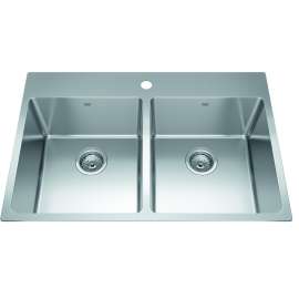 Brookmore 32.9-In Lr X 22.1-In Fb X 9-In Dp Drop In Double Bowl Stainless Steel Sink, Bdl2233-9-1N