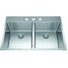 Brookmore 32.9-In Lr X 22.1-In Fb X 9-In Dp Drop In Double Bowl Stainless Steel Sink, Bdl2233-9-3N