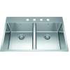 Brookmore 32.9-In Lr X 22.1-In Fb X 9-In Dp Drop In Double Bowl Stainless Steel Sink, Bdl2233-9-4N