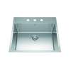 Brookmore 25.1-In Lr X 22.1-In Fb X 9-In Dp Drop In Single Bowl Stainless Steel Sink, Bsl2225-9-3N