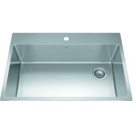 Brookmore 32.9-In Lr X 22.1-In Fb X 9-In Dp Drop In Single Bowl Stainless Steel Sink, Bsl2233-9-1N-Ow