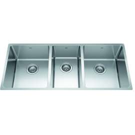 Brookmore 41.5-In Lr X 16.6-In Fb X 9-In Dp Undermount Triple Bowl Stainless Steel Sink, Btu1841-9N