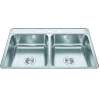 Creemore 33-In Lr X 22-In Fb X 7-In Dp Drop In Double Bowl 3-Hole Stainless Steel Kitchen Sink, Cdla3322-7-3N