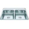Creemore 33-In Lr X 22-In Fb X 7-In Dp Drop In Double Bowl 4-Hole Stainless Steel Kitchen Sink, Cdla3322-7-4N