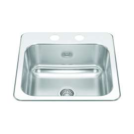 Creemore 15-In Lr X 15-In Fb X 6-In Dp Drop In Single Bowl 2-Hole Stainless Steel Hospitality Sink, Csla1515-6-2Cb