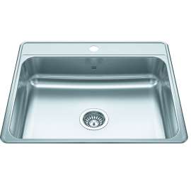 Creemore 25-In Lr X 22-In Fb X 6-In Dp Drop In Single Bowl 1-Hole Stainless Steel Sink, Csla2522-6-1N