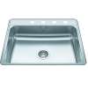 Creemore 25-In Lr X 22-In Fb X 6-In Dp Drop In Single Bowl 4-Hole Stainless Steel Sink, Csla2522-6-4N
