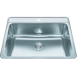 Creemore 25-In Lr X 22-In Fb X 8-In Dp Drop In Single Bowl 1-Hole Stainless Steel Kitchen Sink, Csla2522-8-1Cbn