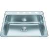 Creemore 25-In Lr X 22-In Fb X 8-In Dp Drop In Single Bowl 4-Hole Stainless Steel Kitchen Sink, Csla2522-8-4Cbn