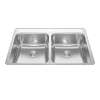 Creemore 33-In Lr X 22-In Fb X 8-In Dp Drop In Double Bowl 1-Hole Stainless Steel Kitchen Sink, Fcdla3322-8-1Cbn