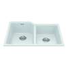 Granite Series 30.69-In Lr X 19.69-In Fb Undermount Double Bowl Granite Kitchen Sink In Polar White