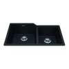 Granite Series 33.88-In Lr X 19.69-In Fb Undermount Double Bowl Granite Kitchen Sink In Onyx